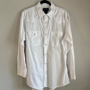 High Noon White Casual Pearl Snap Down Shirt